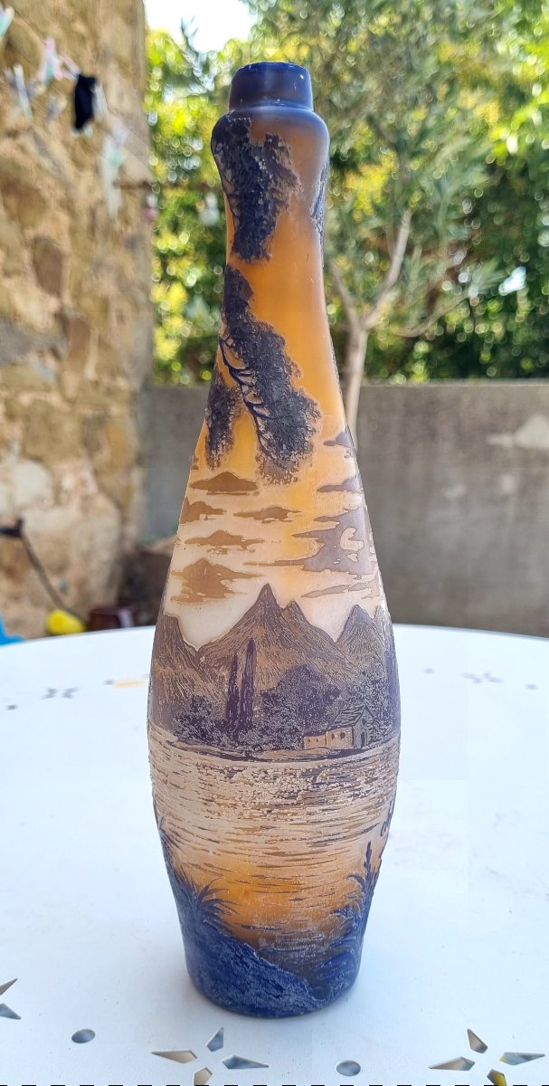 Glass Paste Bottle, Signed "de Vez," 19th Century -photo-1
