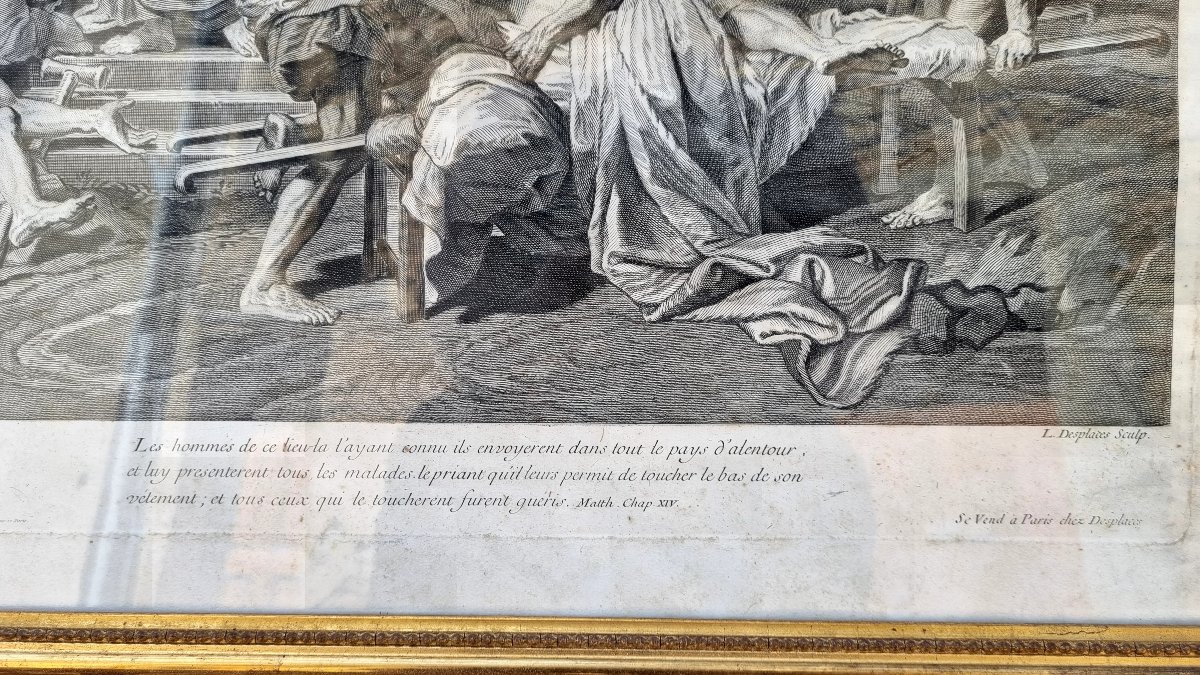 Gravure ancienne d'après Jean Jouvenet par Louis Desplaces, début XVIIIe -photo-4