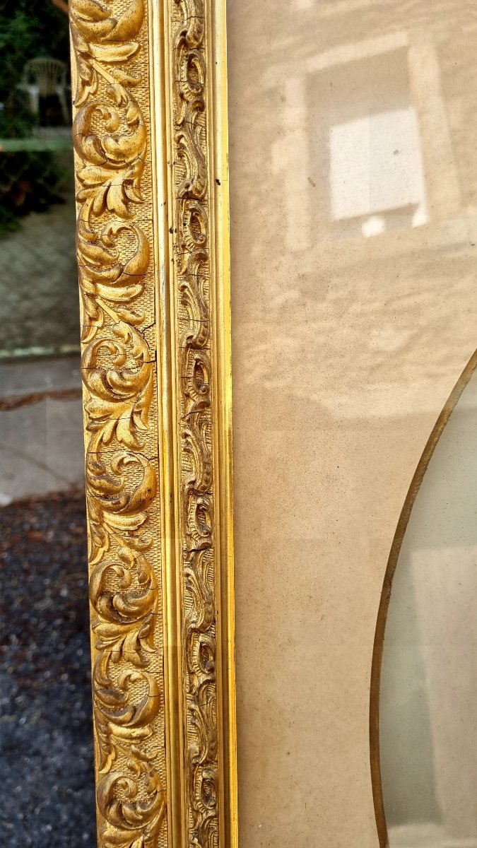 Cadre ancien en bois doré à décor de rinceaux – Époque Napoléon III-photo-2