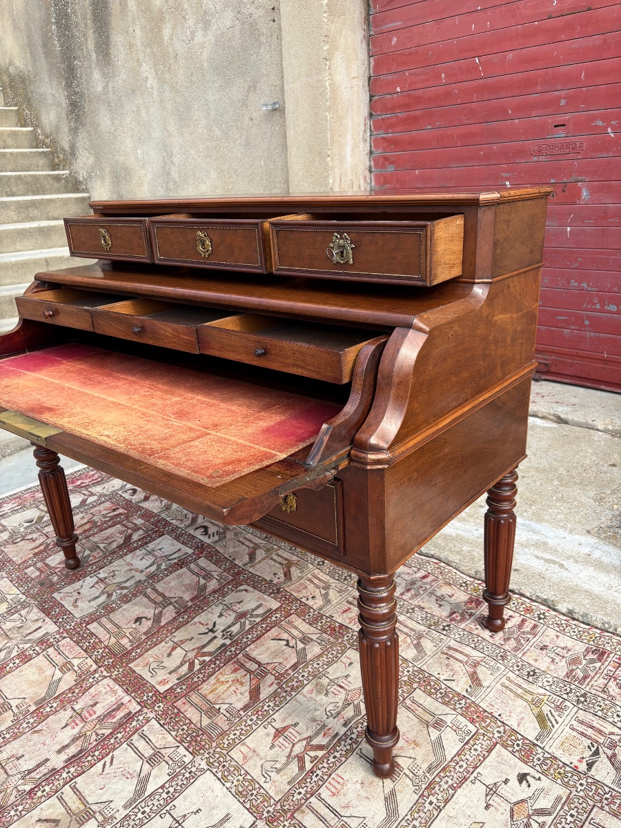 Bureau Secrétaire, à cylindre, napoléon III,  en acajou d’époque XIXe siècle-photo-2