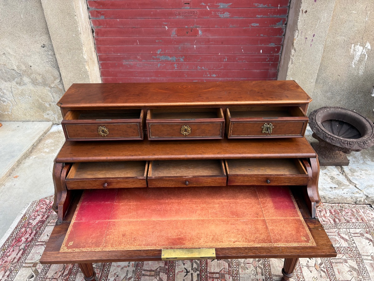 Bureau Secrétaire, à cylindre, napoléon III,  en acajou d’époque XIXe siècle-photo-3