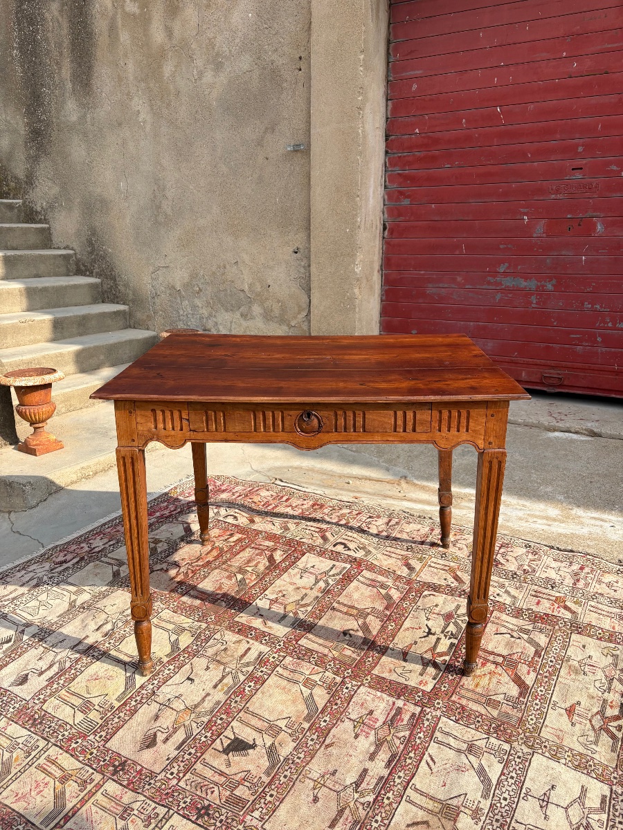 Table, de milieu, Louis XVI, en noyer époque XVIIIe siècle-photo-5