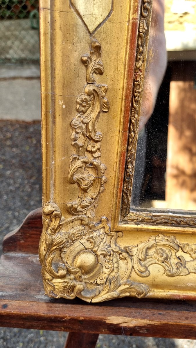 19th-century Louis XV-style Gilded Wooden Mirror -photo-1