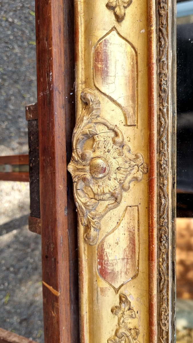 19th-century Louis XV-style Gilded Wooden Mirror -photo-3