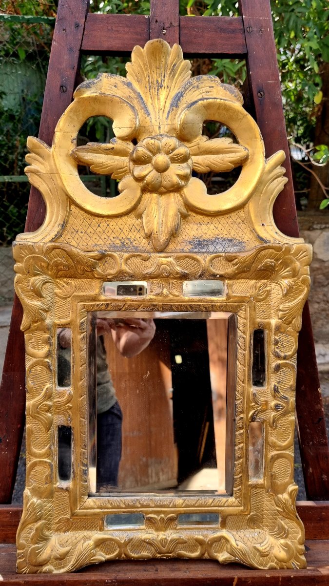 Small Regency-style Mirror With Gilded Wooden Frames, 18th Century-photo-2