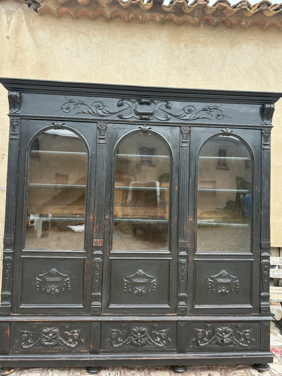 Bookcase, Napoleon III Style, Wooden, Blackened, 19th Century-photo-4