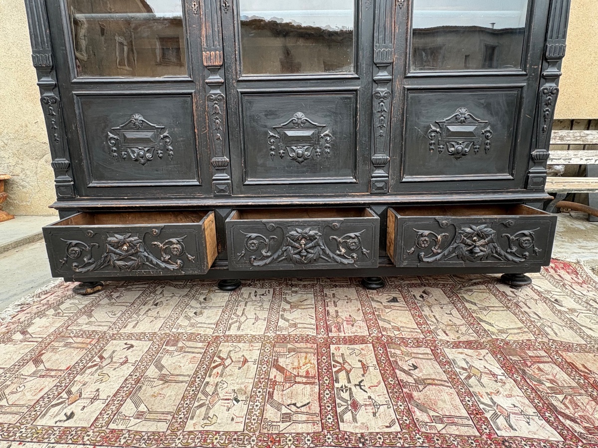 Bookcase, Napoleon III Style, Wooden, Blackened, 19th Century-photo-6