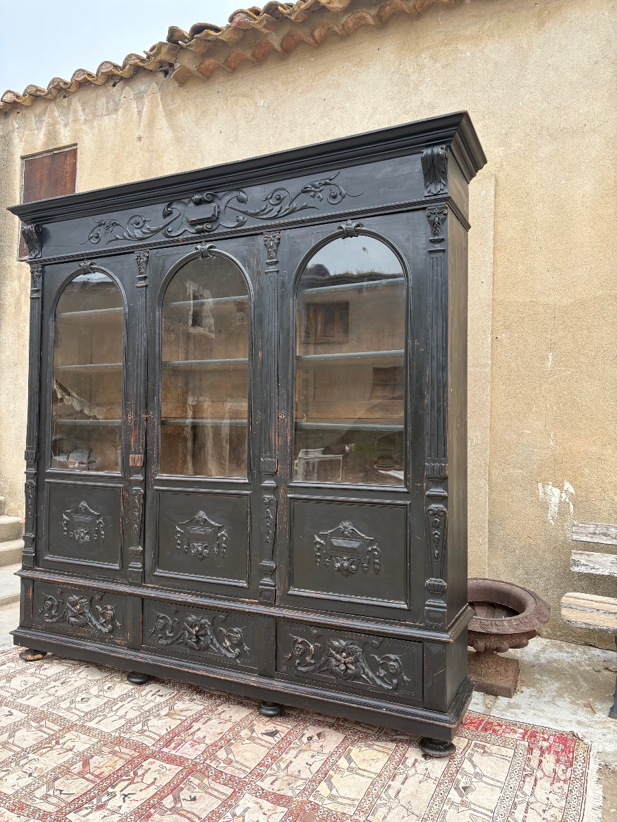 Bookcase, Napoleon III Style, Wooden, Blackened, 19th Century-photo-8
