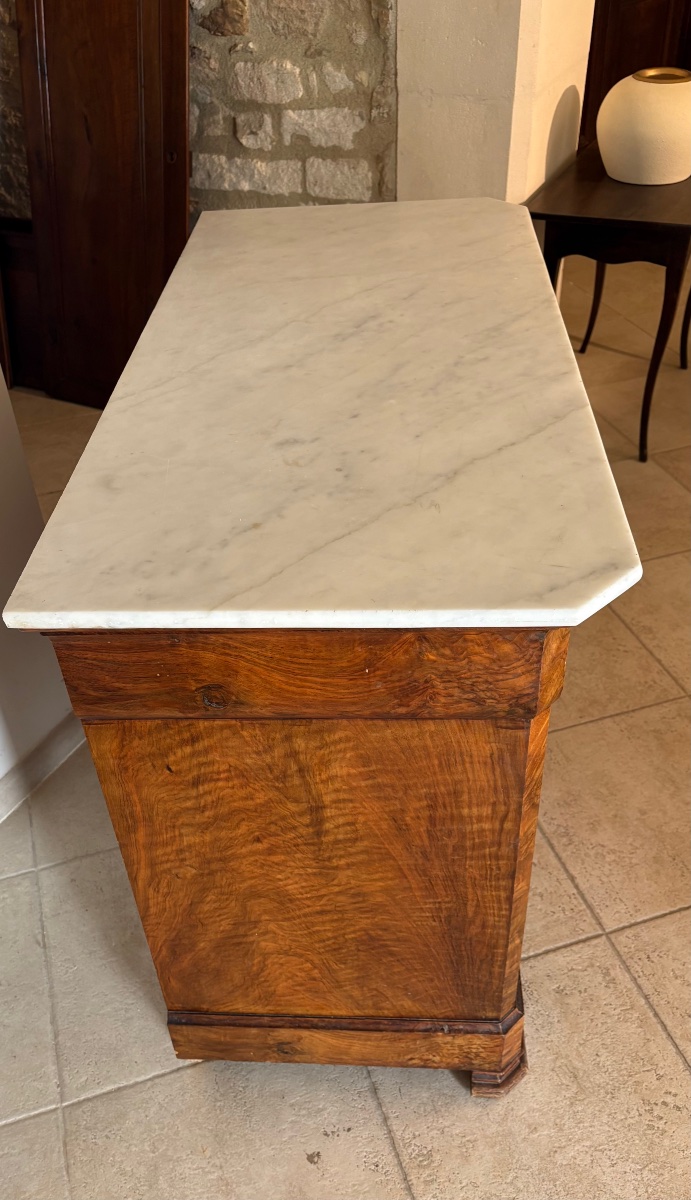 Commode Secrétaire, restauration en noyer  et ronce de noyer d’époque XIXe siècle-photo-3
