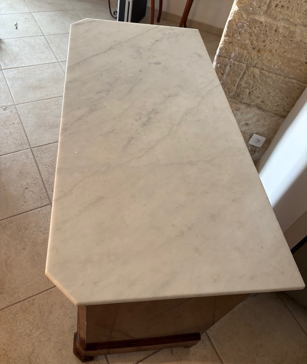 Commode Secrétaire, restauration en noyer  et ronce de noyer d’époque XIXe siècle-photo-4