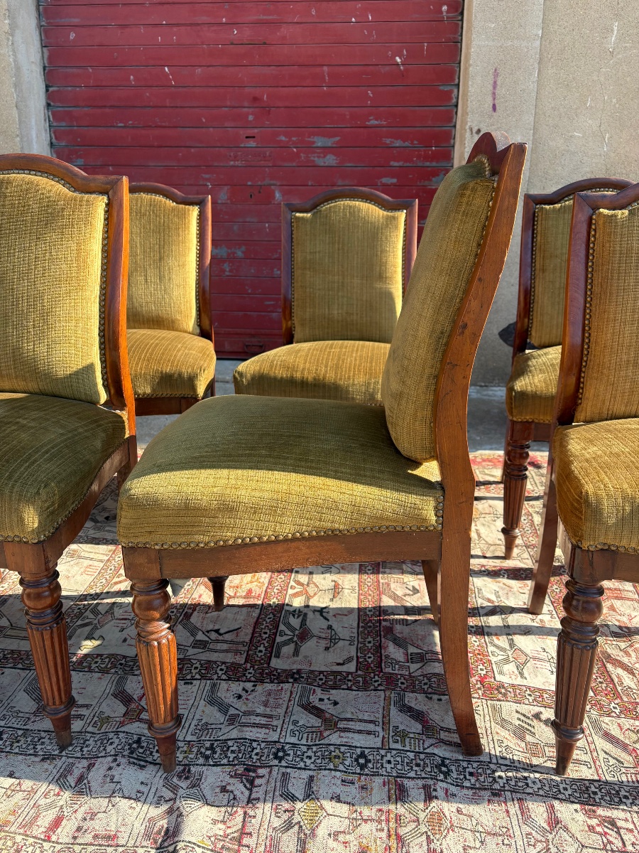Set Of Eight Mahogany Chairs, Restored In The 19th Century-photo-3