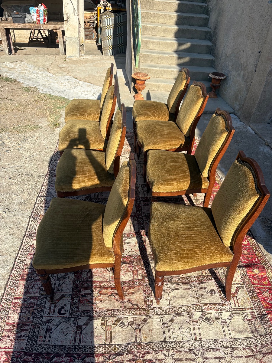 Set Of Eight Mahogany Chairs, Restored In The 19th Century-photo-6