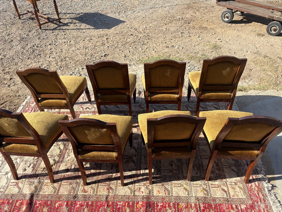 Set Of Eight Mahogany Chairs, Restored In The 19th Century-photo-8