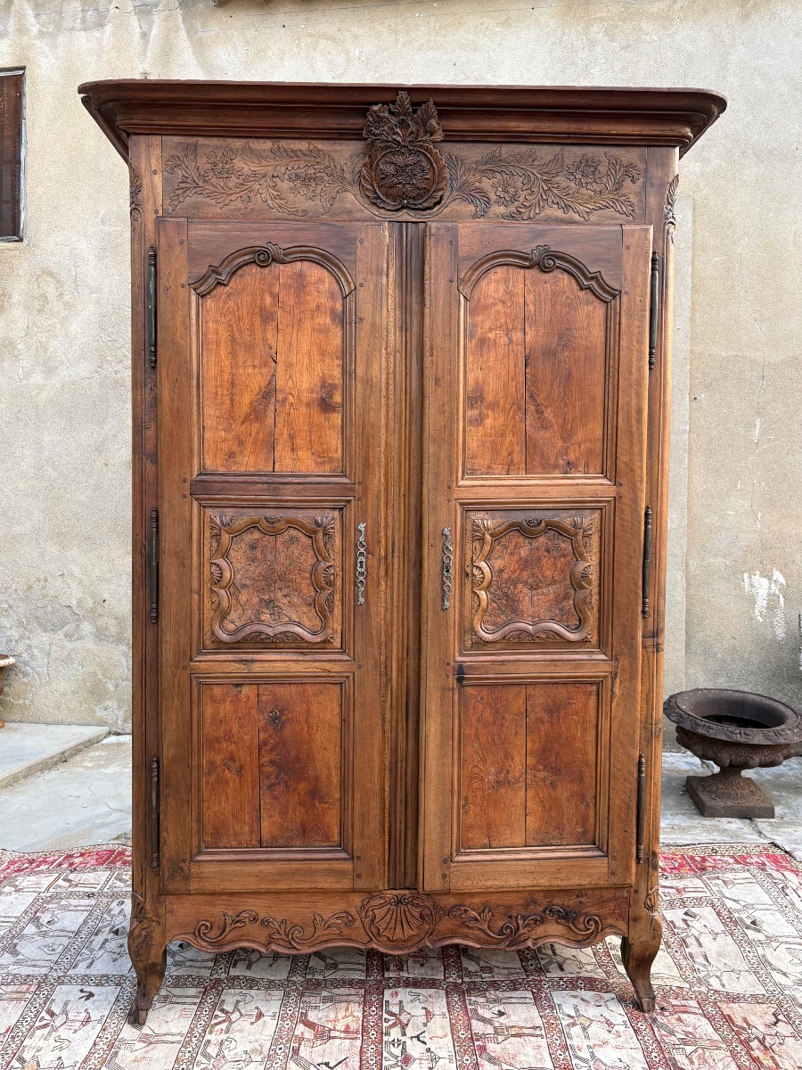 Armoire de mariage, lyonnaise, Louis XV d’époque XVIIIe siècle-photo-2