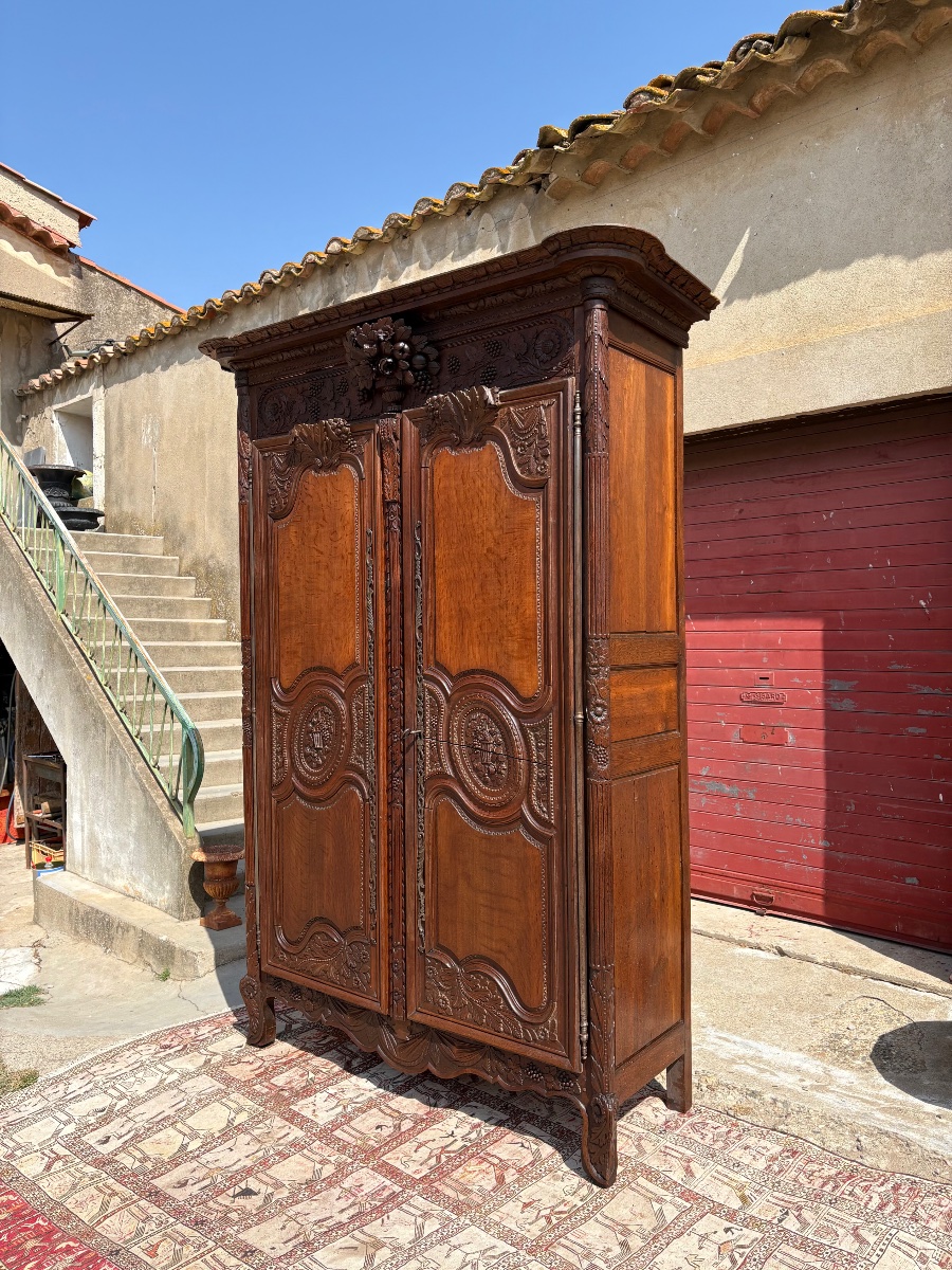 Armoire de mariage,Louis XV  normande de la région de Bayeux, en chêne d’époque XVIIIe siècle-photo-4
