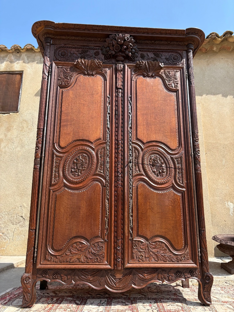 Armoire de mariage,Louis XV  normande de la région de Bayeux, en chêne d’époque XVIIIe siècle-photo-2