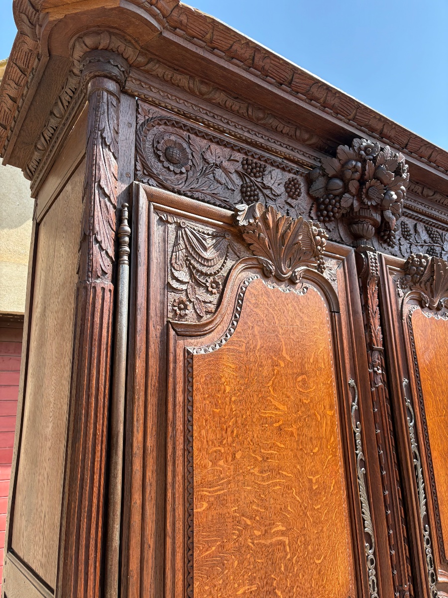 Armoire de mariage,Louis XV  normande de la région de Bayeux, en chêne d’époque XVIIIe siècle-photo-6