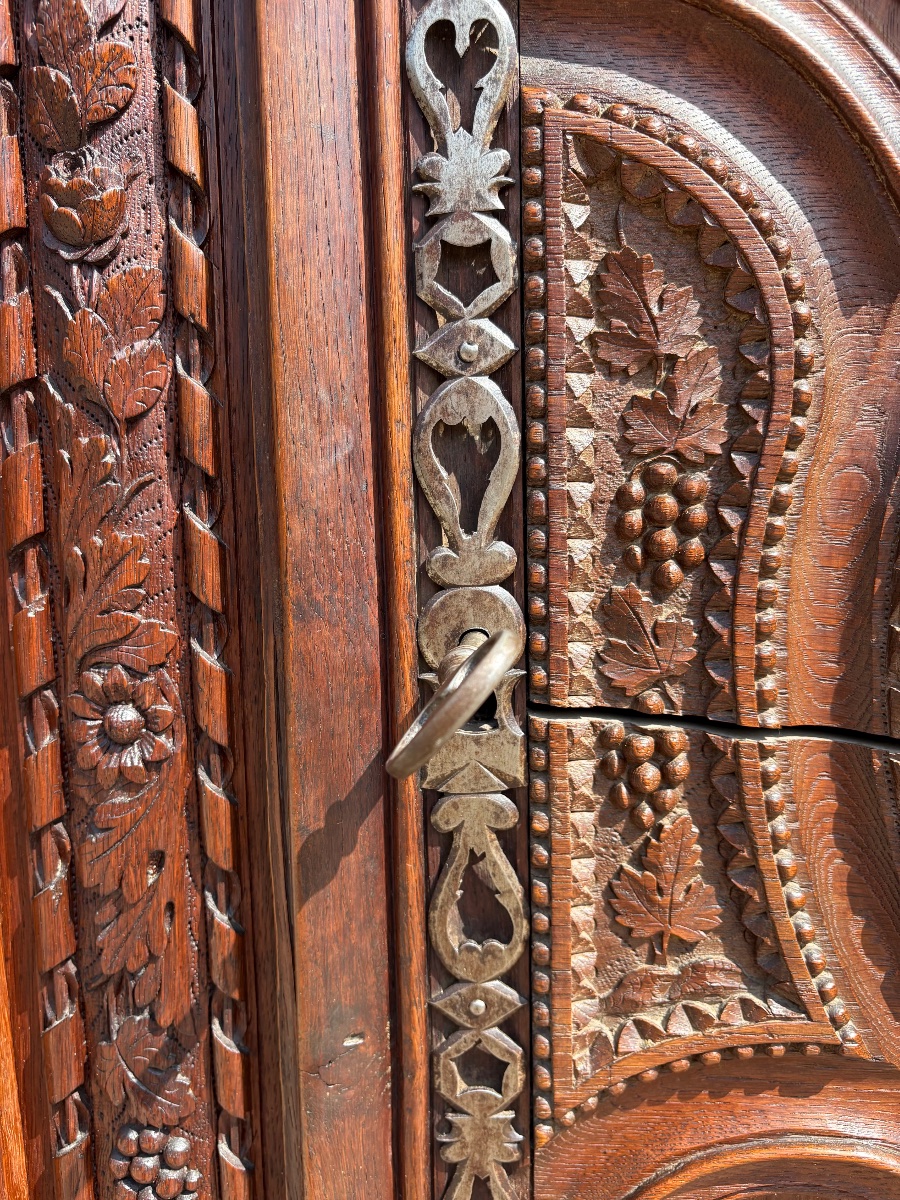 Armoire de mariage,Louis XV  normande de la région de Bayeux, en chêne d’époque XVIIIe siècle-photo-8