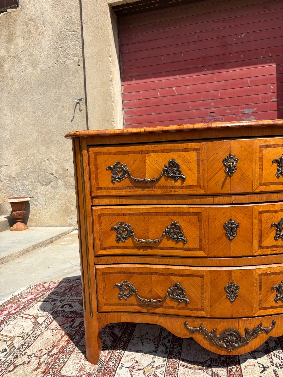 Commode galbée de style, régence en acajou d’époque, 1950-photo-4