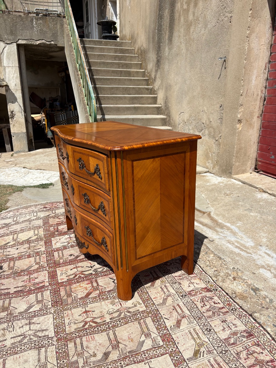 Commode galbée de style, régence en acajou d’époque, 1950-photo-1