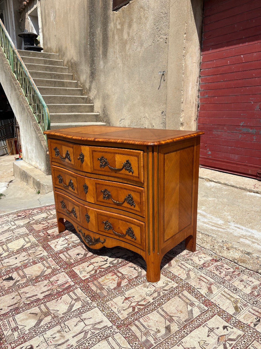 Commode galbée de style, régence en acajou d’époque, 1950-photo-2