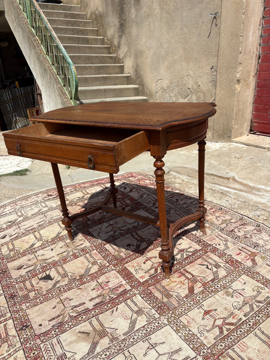Walnut Desk And Writing Set, Napoleon Style, 19th Century-photo-2