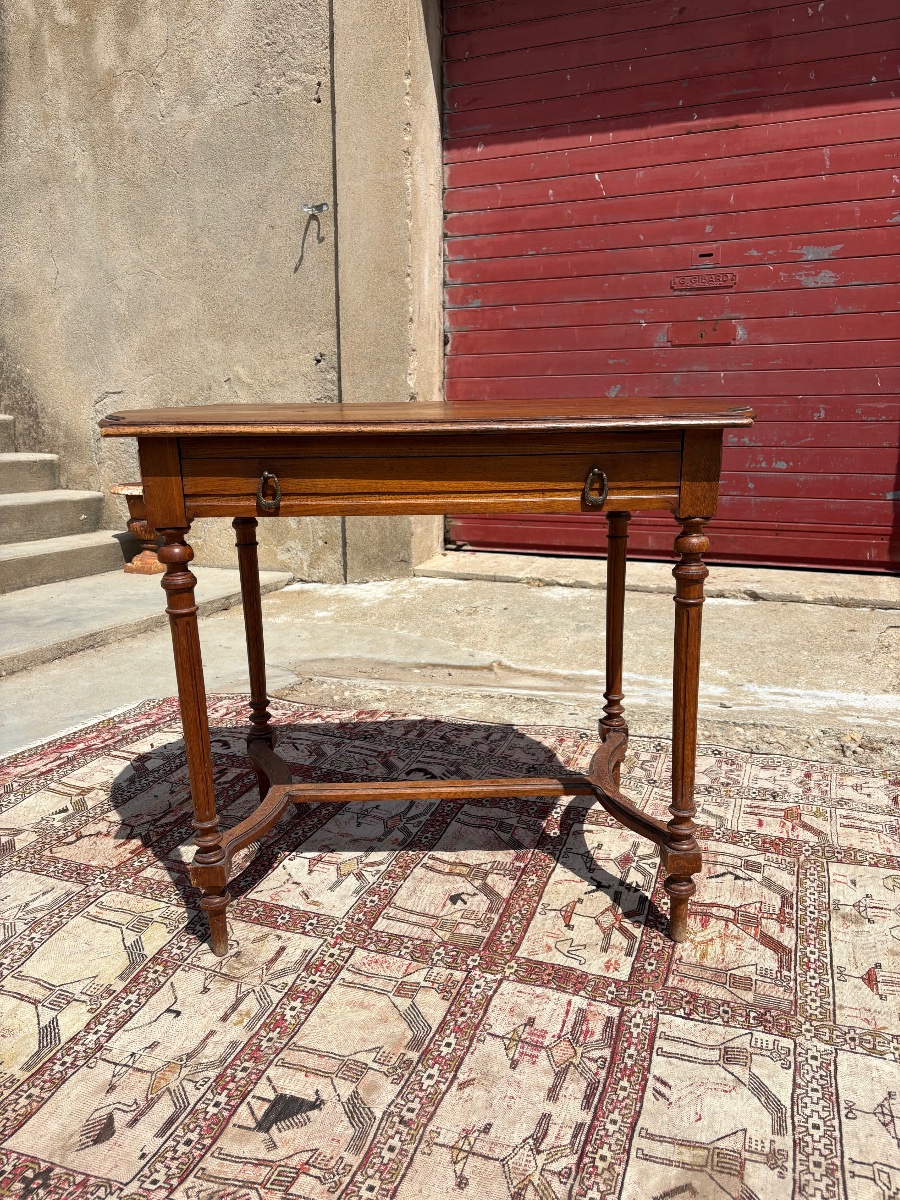 Walnut Desk And Writing Set, Napoleon Style, 19th Century
