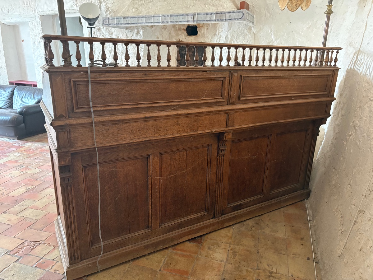 19th-century Antique Oak Store Counter-photo-3