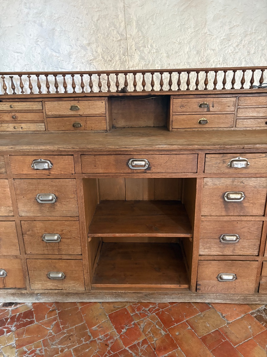 19th-century Antique Oak Store Counter-photo-5