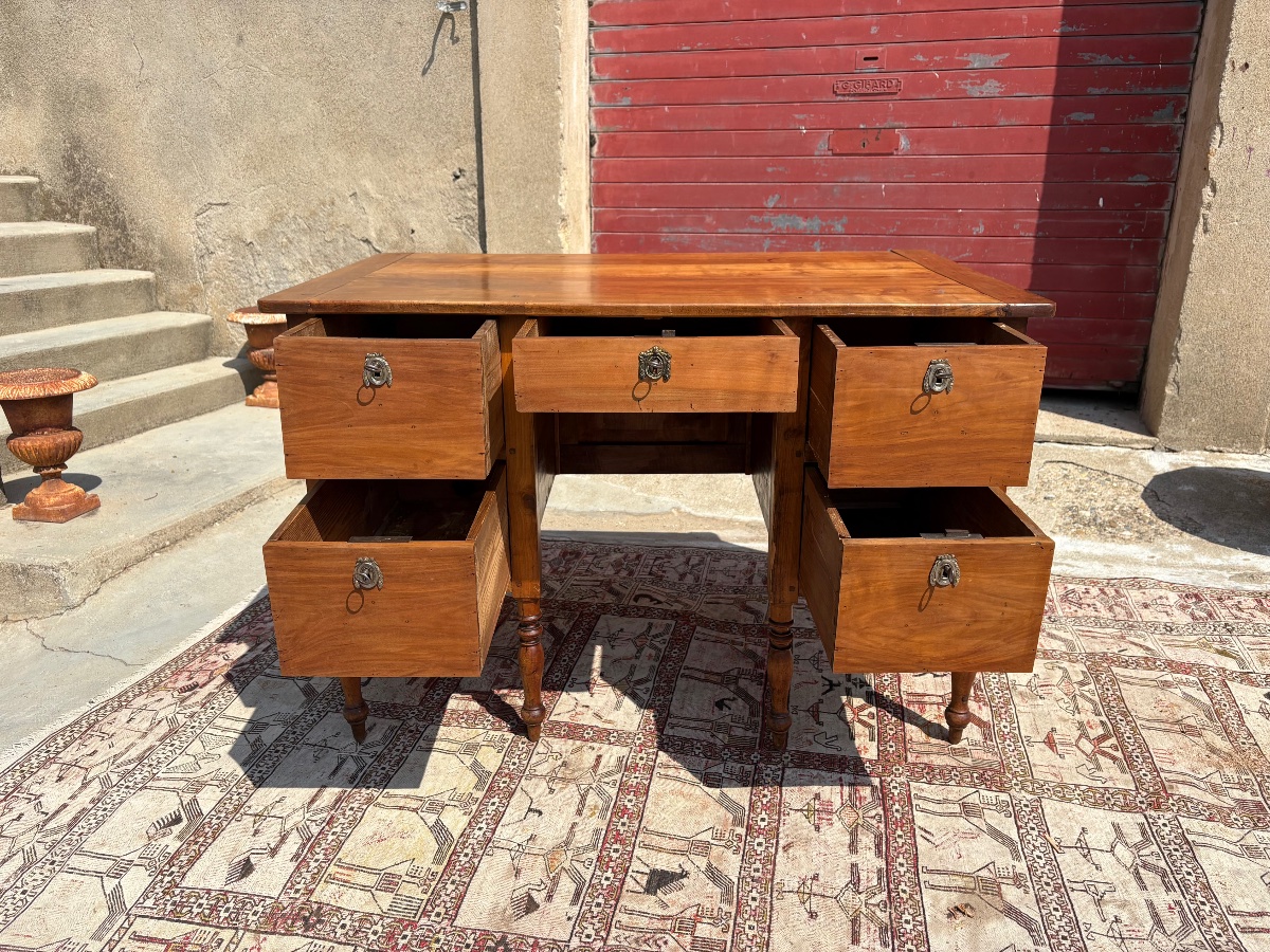 Antique Mazarin Desk In Cherry Wood, Louis XVI Style, 18th Century-photo-2