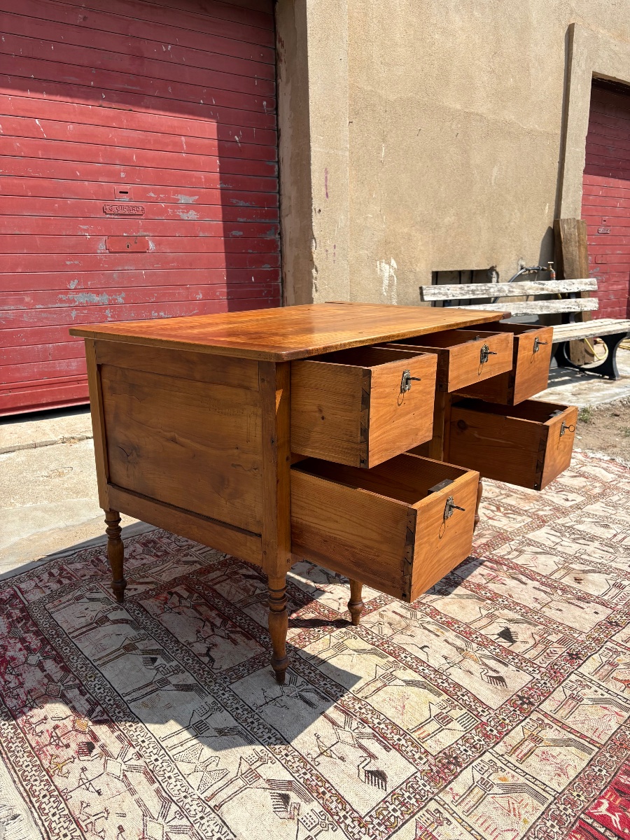Antique Mazarin Desk In Cherry Wood, Louis XVI Style, 18th Century-photo-3