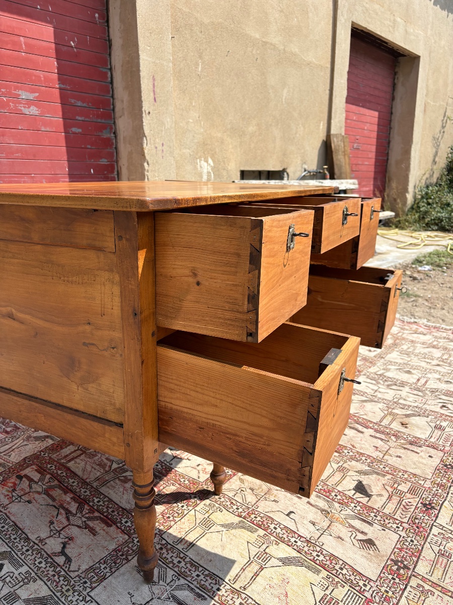 Antique Mazarin Desk In Cherry Wood, Louis XVI Style, 18th Century-photo-4