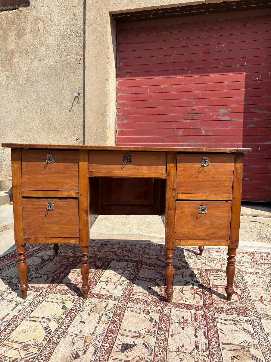 Antique Mazarin Desk In Cherry Wood, Louis XVI Style, 18th Century-photo-1