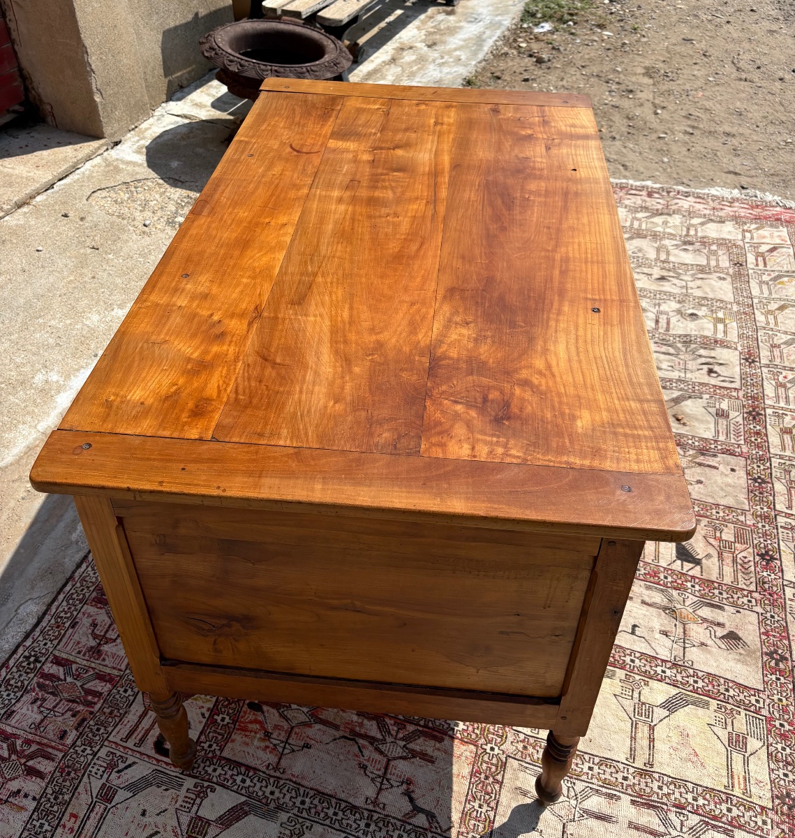 Antique Mazarin Desk In Cherry Wood, Louis XVI Style, 18th Century-photo-3