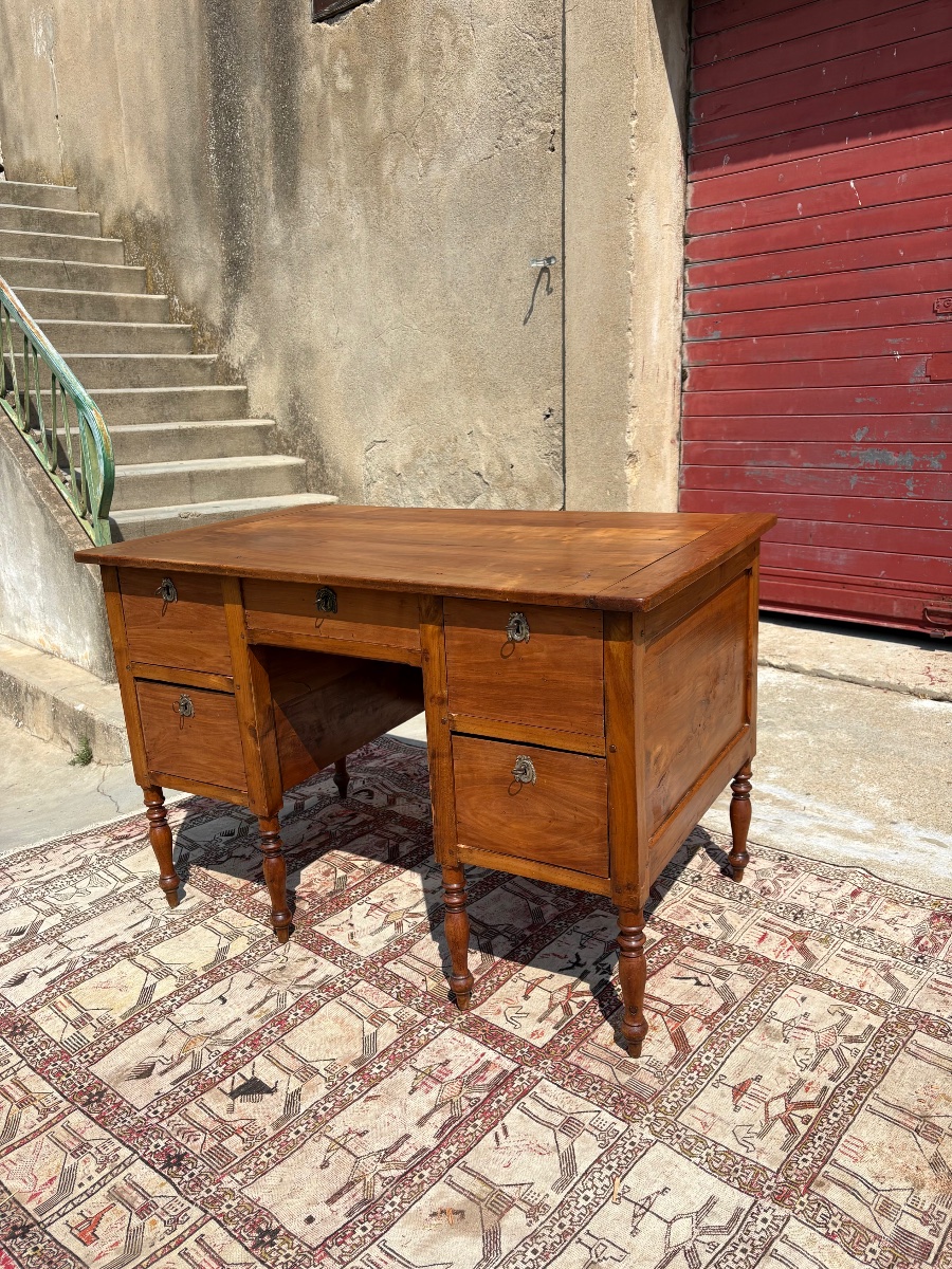 Antique Mazarin Desk In Cherry Wood, Louis XVI Style, 18th Century-photo-6
