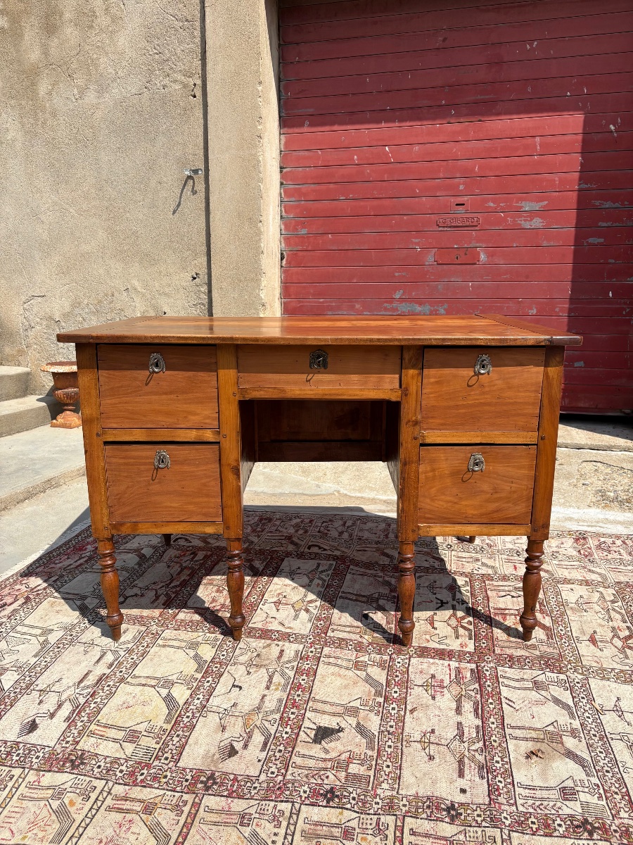 Antique Mazarin Desk In Cherry Wood, Louis XVI Style, 18th Century-photo-7