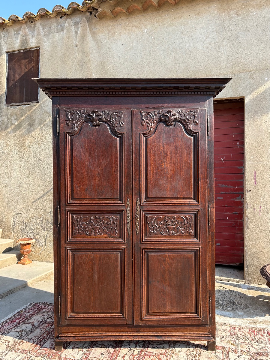 Armoire, régence en chêne d’époque XVIIIe siècle-photo-4