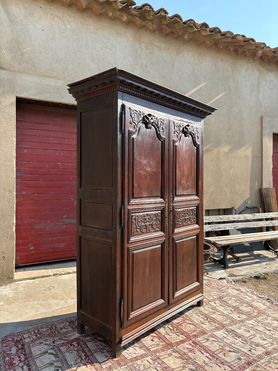 Armoire, régence en chêne d’époque XVIIIe siècle-photo-4