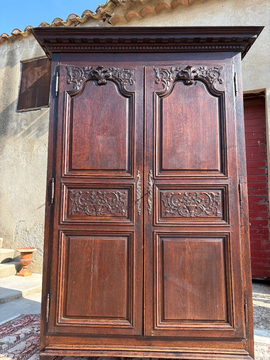 Armoire, régence en chêne d’époque XVIIIe siècle-photo-5