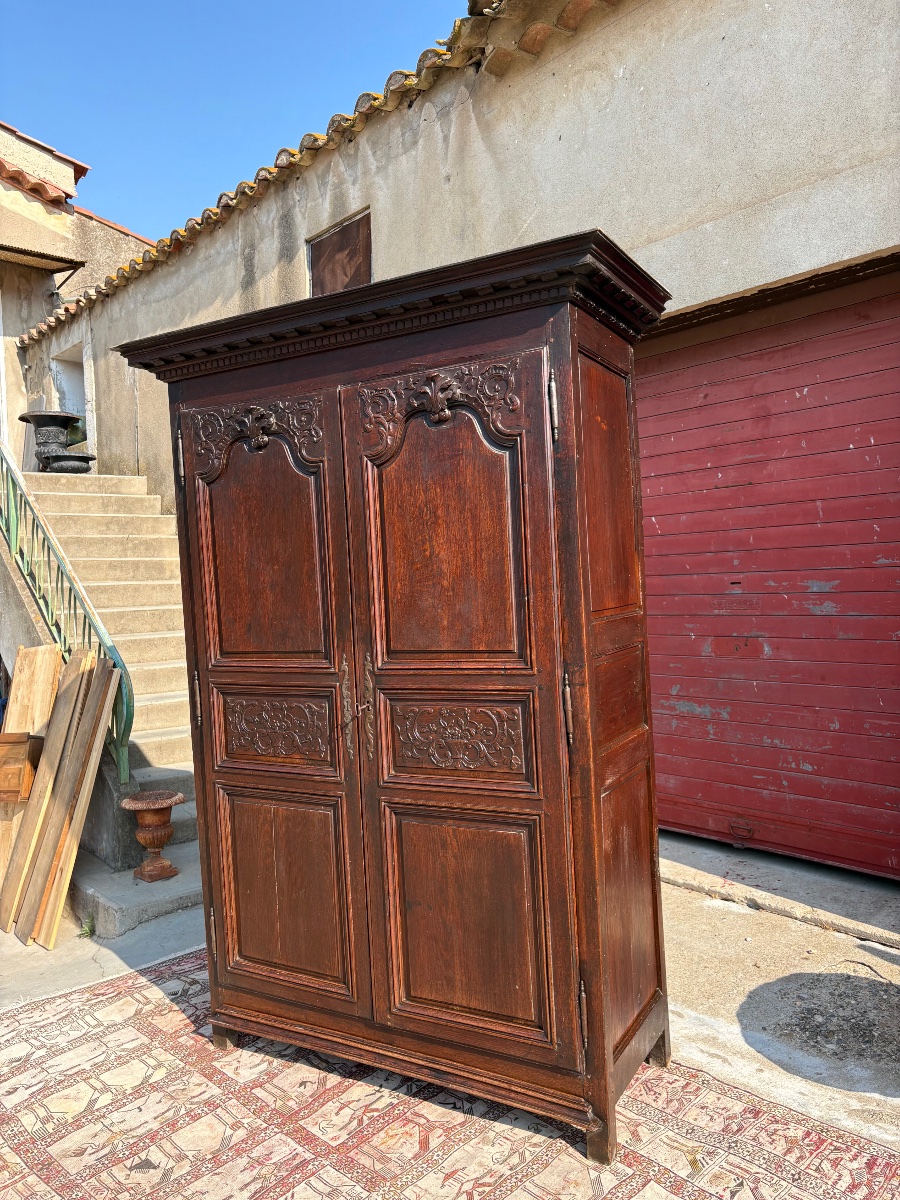 Armoire, régence en chêne d’époque XVIIIe siècle-photo-7