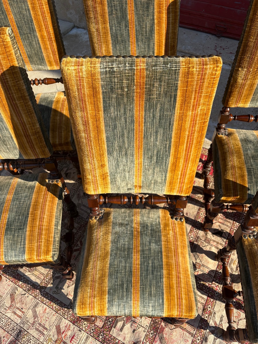 Set Of Six Chairs With Backs, Louis XIII Style, 1900-photo-1