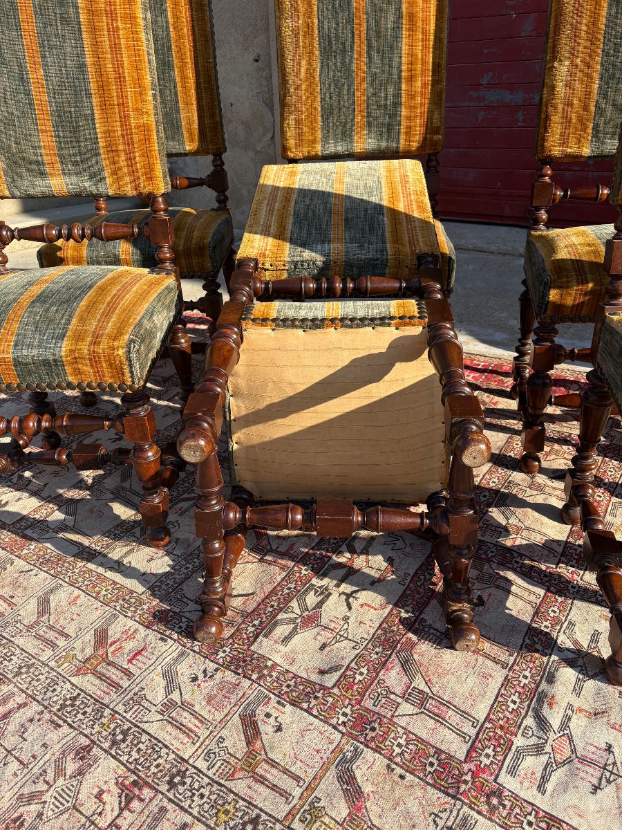Set Of Six Chairs With Backs, Louis XIII Style, 1900-photo-4