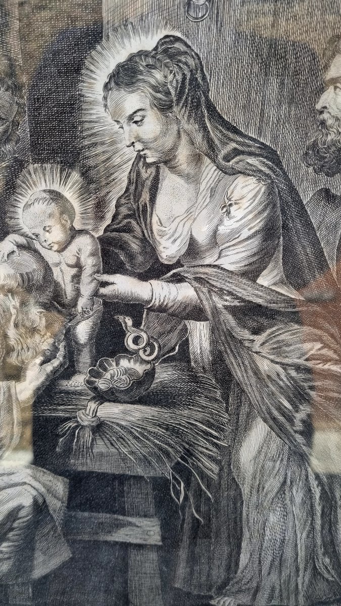 Gravure du XVIIIe siècle – L’Adoration des Mages d’après Pierre Paul Rubens-photo-3