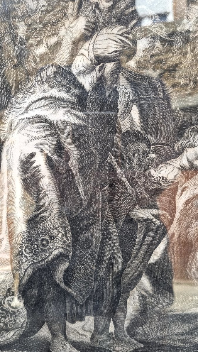 Gravure du XVIIIe siècle – L’Adoration des Mages d’après Pierre Paul Rubens-photo-4