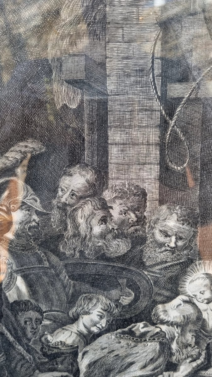 Gravure du XVIIIe siècle – L’Adoration des Mages d’après Pierre Paul Rubens-photo-5