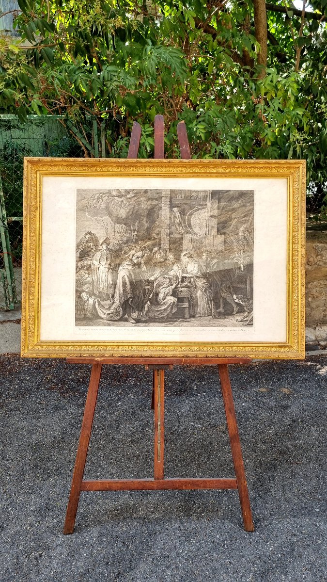 Gravure du XVIIIe siècle – L’Adoration des Mages d’après Pierre Paul Rubens