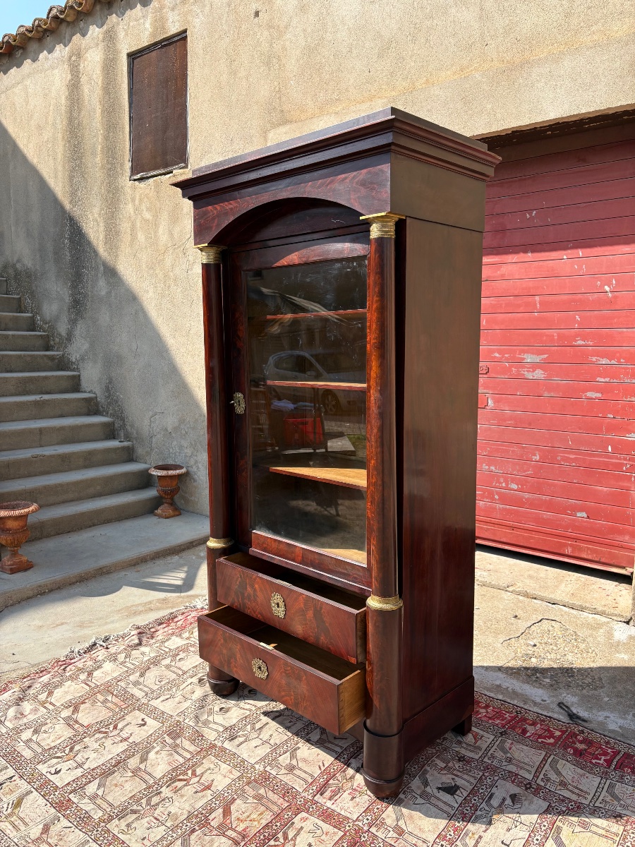 Bibliothèque, vitrine, empire en acajou époque XIXe siècle-photo-2