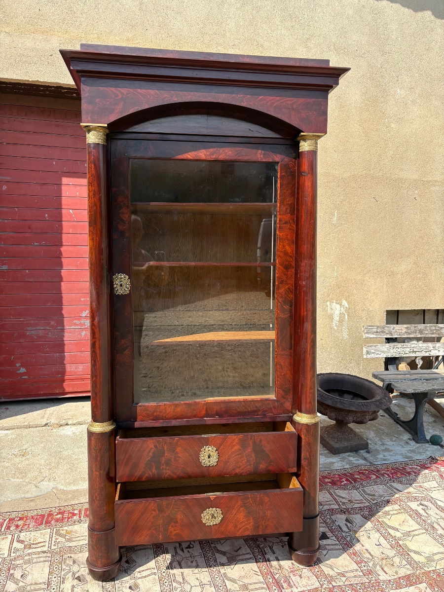 Bibliothèque, vitrine, empire en acajou époque XIXe siècle-photo-3