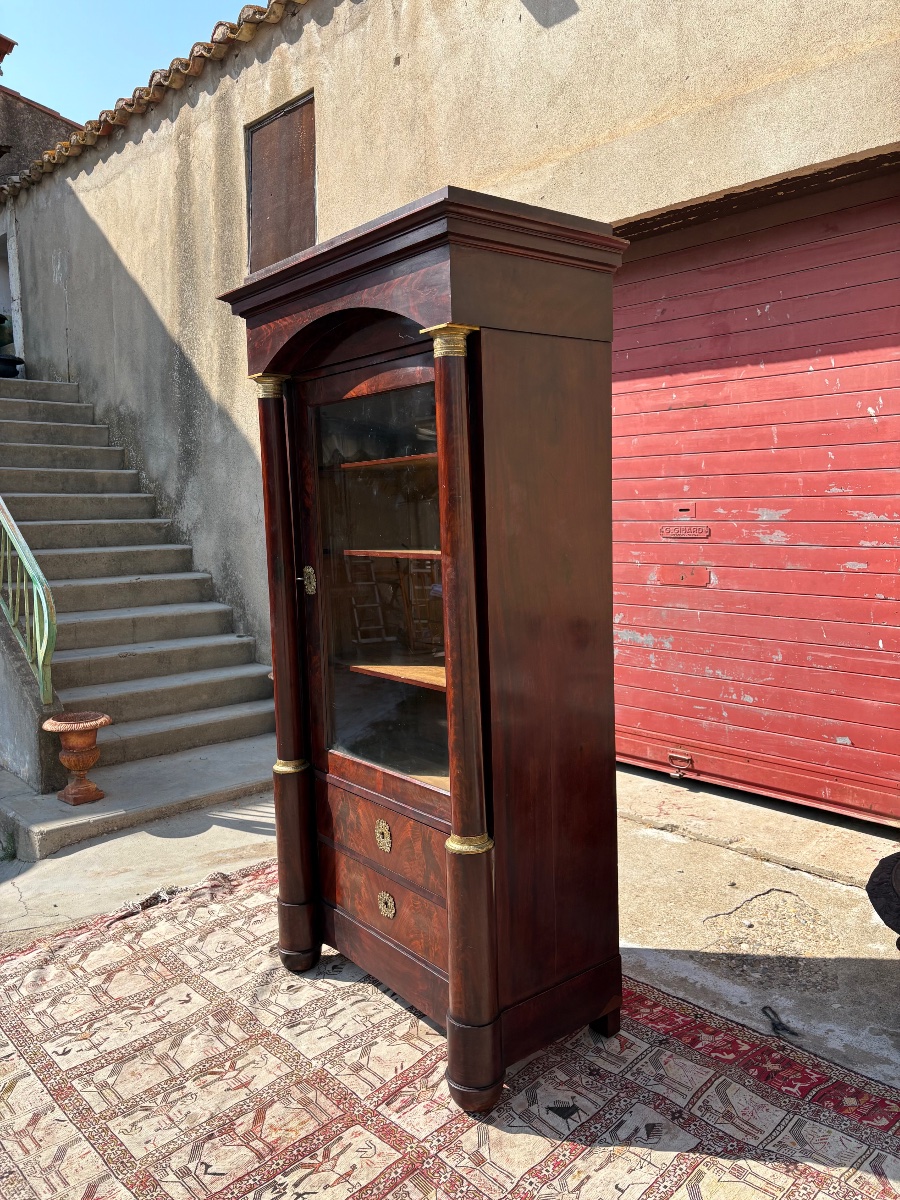 Bibliothèque, vitrine, empire en acajou époque XIXe siècle-photo-5