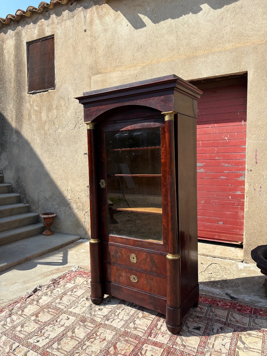 Bibliothèque, vitrine, empire en acajou époque XIXe siècle-photo-6